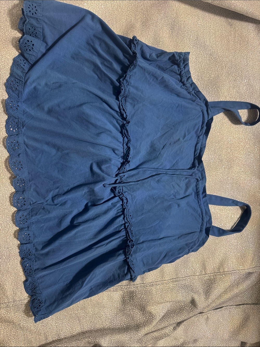Blue Eyelet Trim Cami Top